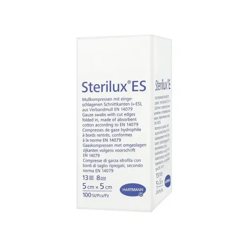 Sterilux ES - kompresy niejałowe, 13-nitkowe, 8 warstwowe, 5 cmx5 cm, 100 sztuk
