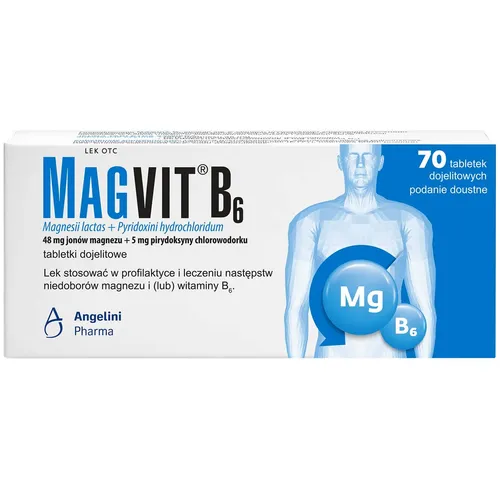 Magvit B6 48 mg + 5 mg, 70 tabletek dojelitowych