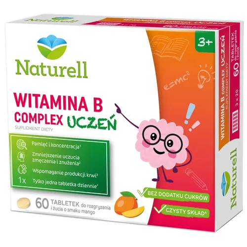 Naturell Witamina B Complex Uczeń, od 3 lat, 60 tabletek