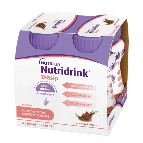Nutridrink Diasip - smak czekoladowy, 4 x 200 ml
