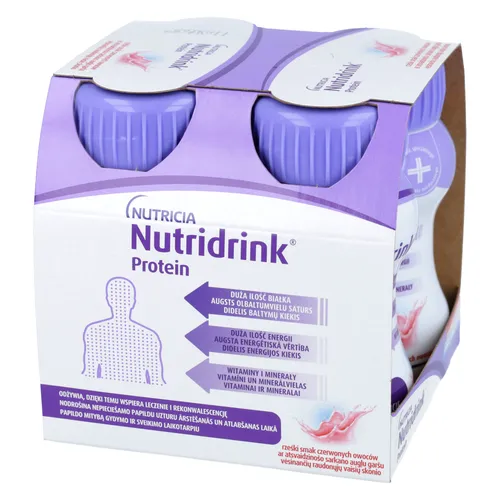 Nutridrink Protein - rześki smak czerwonych owoców, płyn, 4 x 125 ml (Data ważności: 22.10.2026)
