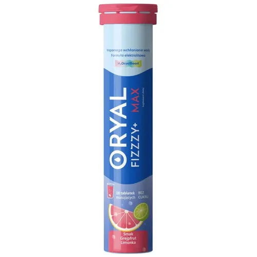 Oryal Fizzzy+ Max smak grejpfruit-limonka, 18 tabletek musujących