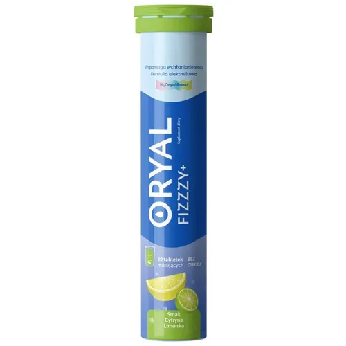 Oryal Fizzzy+ smak cytryna-limonka, 20 tabletek musujących
