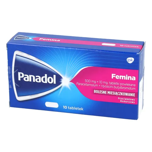 Panadol Femina 500 mg + 10 mg, 10 tabletek (Data ważności: 30.09.2026)