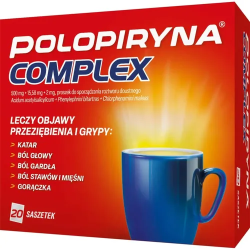 Polopiryna Complex, 500 mg + 15,58 mg + 2 mg, 20 saszetek