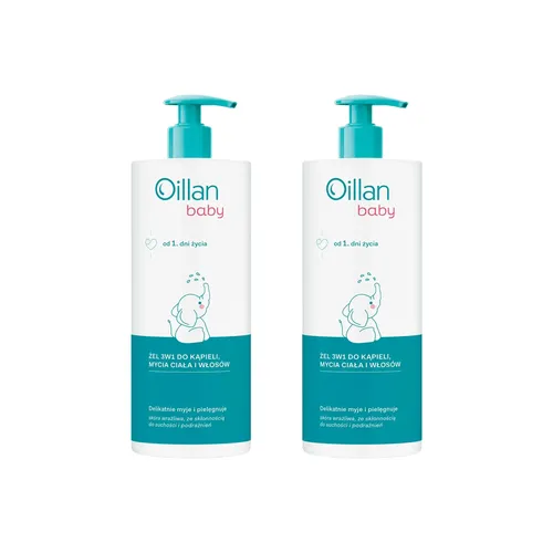 ZESTAW: 2x Oillan Baby - żel do kąpieli, mycia ciała i włosów 3w1, od 1 dnia życia, 750 ml