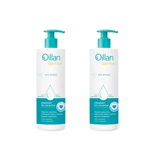 ZESTAW: 2x Oillan Derm+ - kremowy żel do mycia, od 1. dnia życia, 400 ml