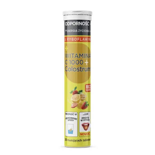 Colostrum z ryboflawiną +Witamina C 1000, 20 tabletek musujących