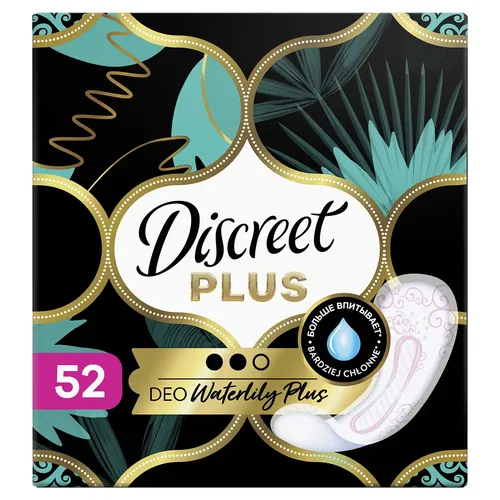 DISCREET - Wkładki higieniczne, Waterlily Plus Deo, 52 sztuki (Data ważności: 10.12.2026)