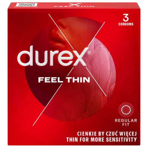 Durex Feel Thin - prezerwatywy lateksowe, 3 sztuki