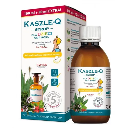 KASZLE-Q syrop dla dzieci na kaszel i osłabioną odporność, 150 ml (Data ważności: 11.11.2026)