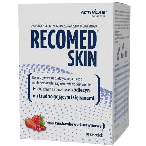RECOMED Skin - preparat odżywczy, smak truskawka-żurawina, 25 g x 10 saszetek