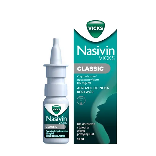 Nasivin Classic 0,5 mg/ml, aerozol do nosa, roztwór, 10 ml