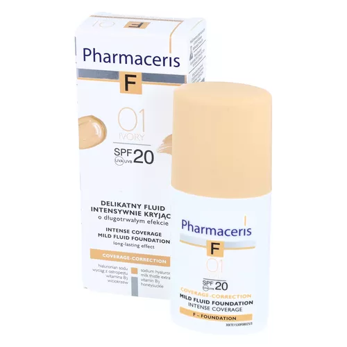 Pharmaceris F IVORY 01 - delikatny fluid intensywnie kryjący, SPF 20, 30 ml