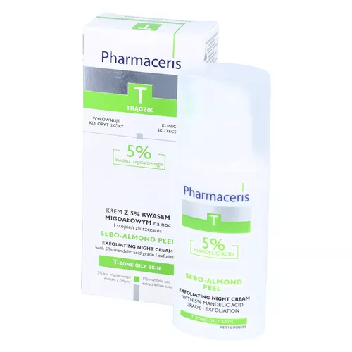 Pharmaceris T SEBO-ALMOND PEEL - krem peelingujący z 5% kwasem migdałowym na noc I stopień złuszczania, 50 ml