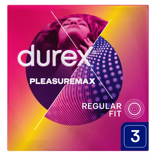 Durex Pleasuremax - prezerwatywy prążkowane z wypustkami i prążkami, 3 sztuki