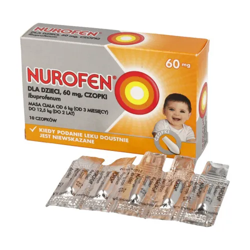 Nurofen dla dzieci 60 mg, 10 czopków