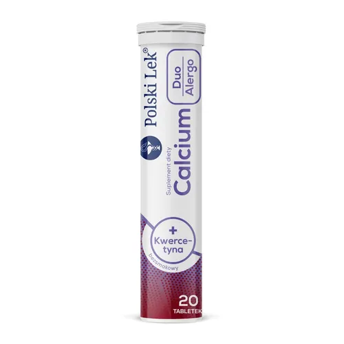 Polski Lek Calcium + kewrcetyna DUO ALERGO, 20 tabletek musujących