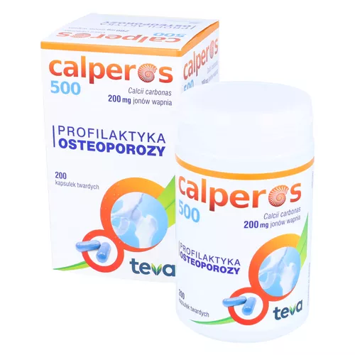 Calperos 500, 200 mg jonów wapnia, 200 kapsułek twardych