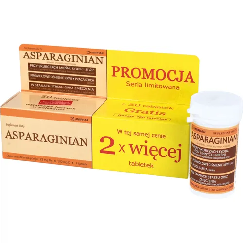 Asparaginian Magnez i Potas, 100 tabletek