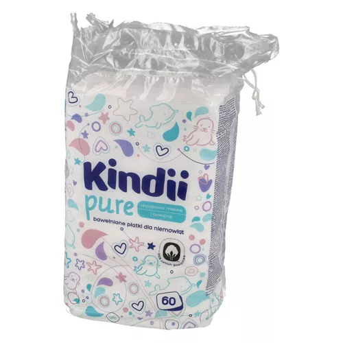 CLEANIC Kindii Pure - płatki kosmetyczne dla niemowląt, 60 sztuk