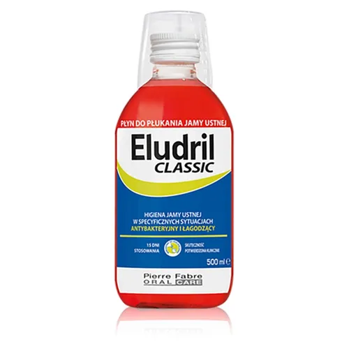 Eludril CLASSIC - płyn do płukania jamy ustnej łagodzący podrażnienia dziąseł, 500 ml