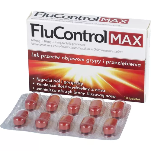FluControl Max 650 mg + 10 mg + 4 mg, 10 tabletek
