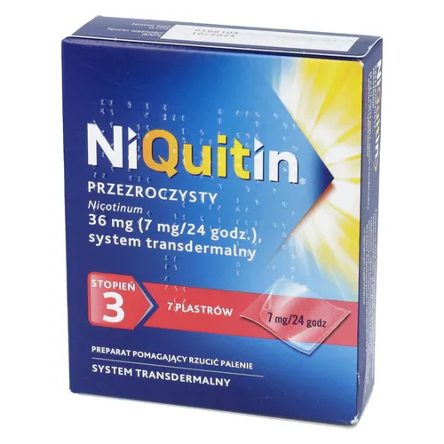 NiQuitin Przezroczysty 7 mg/24 h, system transdermalny, 7 plastrów