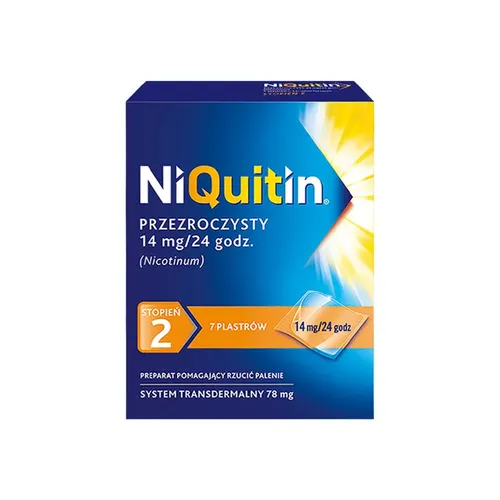 NiQuitin Przezroczysty 14 mg/24 h, system transdermalny, 7 plastrów