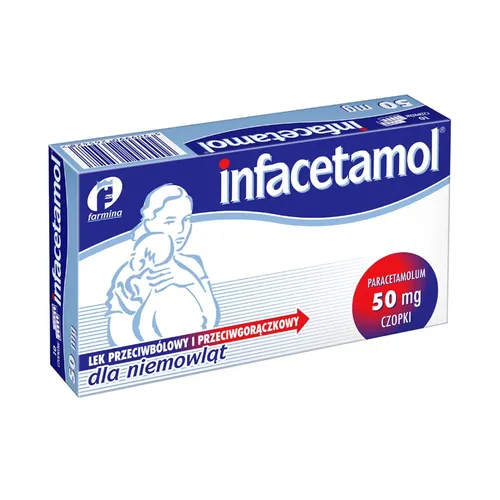 Infacetamol 50 mg, czopki dla niemowląt, 10 sztuk