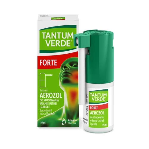 Tantum Verde Forte 3 mg/ml, aerozol do stosowania w jamie ustnej i gardle, 15 ml