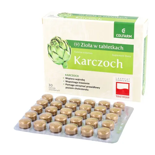 Zioła w tabletkach Karczoch, 30 tabletek powlekanych