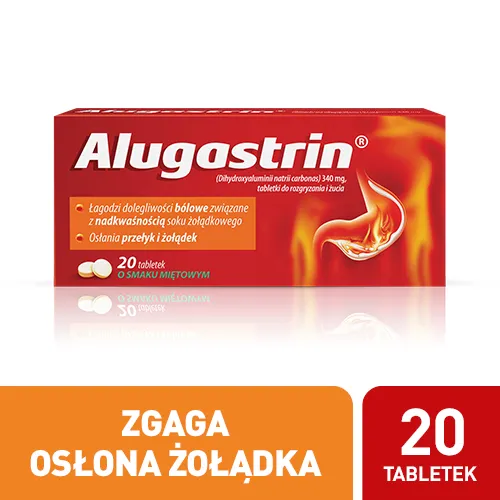 Alugastrin 340 mg, 20 tabletek do rozgryzania i żucia
