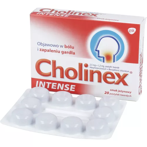 Cholinex Intense 2,5 mg + 1,2 mg, smak jeżynowy, 20 tabletek twardych