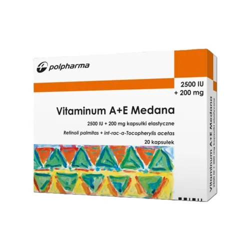 Vitaminum A+E Medana 2500 IU + 200 mg, 20 kapsułek elastycznych