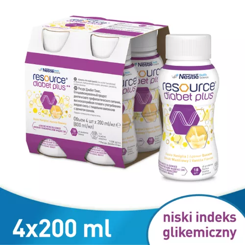 Resource Diabet Plus - o smaku waniliowym, 4 x 200 ml