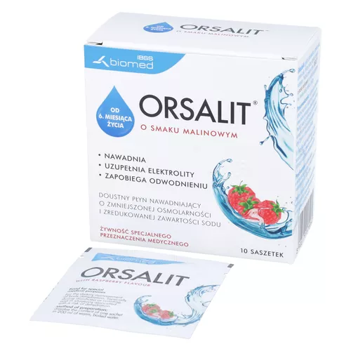 ORSALIT - elektrolity o smaku malinowym, saszetki, 10 sztuk