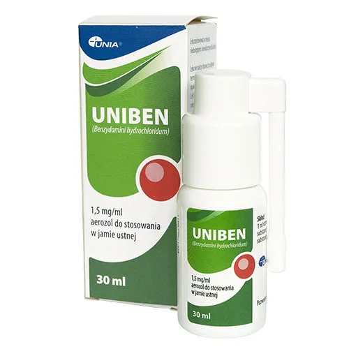 Uniben 1,5 mg/ml, aerozol do stosowania w jamie ustnej, 30 ml