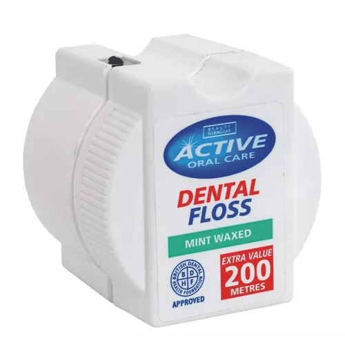 BEAUTY FORMULAS - Active Oral Care, nić dentystyczna udoskonalona, miętowa, woskowana, 200m