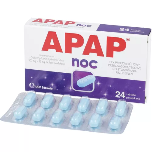 APAP Noc 500 mg + 25 mg, 24 tabletki