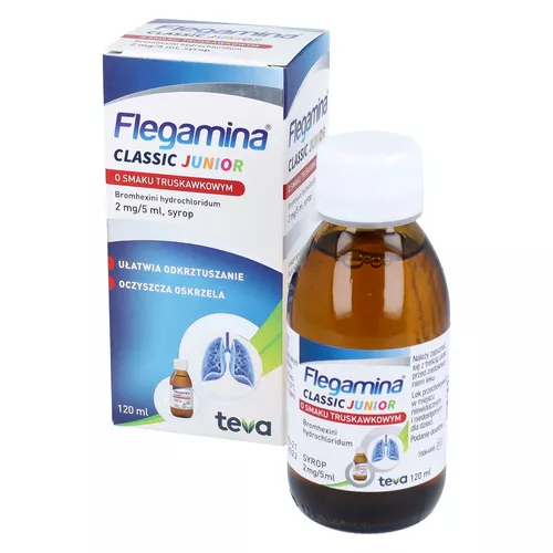 Flegamina Classic Junior 2 mg/ 5 ml, syrop, smak truskawkowy, 120 ml