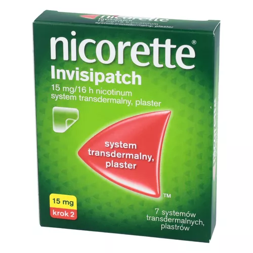 Nicorette Invisipatch 15 mg/16 h, system transdermalny, plaster, 7 sztuk