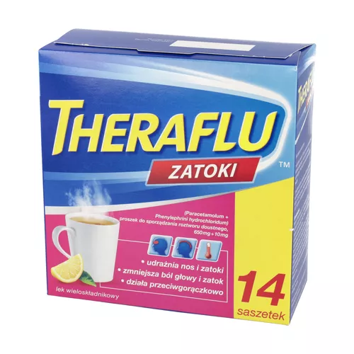 Theraflu Zatoki 650 mg + 10 mg, 14 saszetek