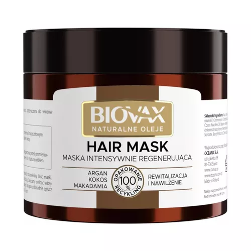 BIOVAX - intensywnie regenerująca maseczka, argan, makademia, kokos, 250 ml