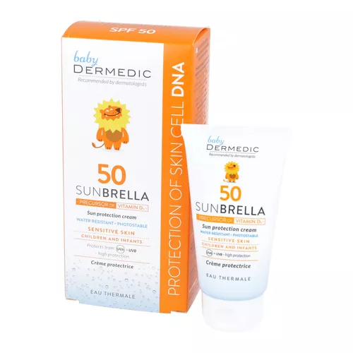 DERMEDIC Sunbrella Baby - krem ochronny wodoodporny-fotostabilny, skóra wrażliwa, SPF 50, 50 g