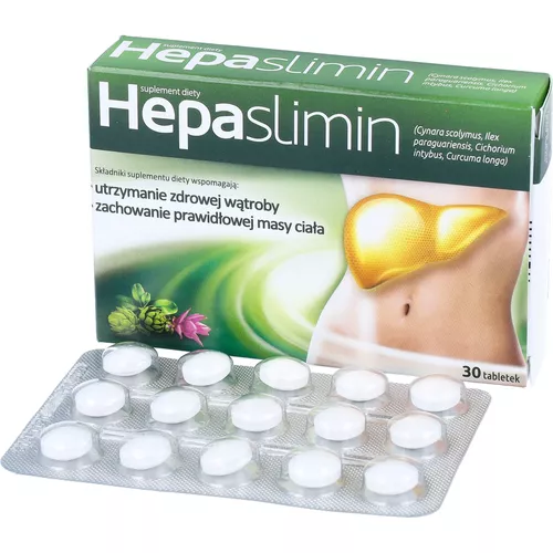 Hepaslimin - suplement diety wspierający zdrową wątrobę, 30 tabletek