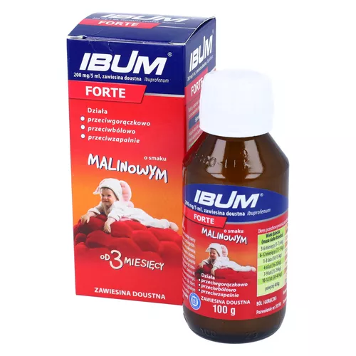 Ibum Forte 200 mg/5 ml, zawiesina doustna, smak malinowy, 100 g