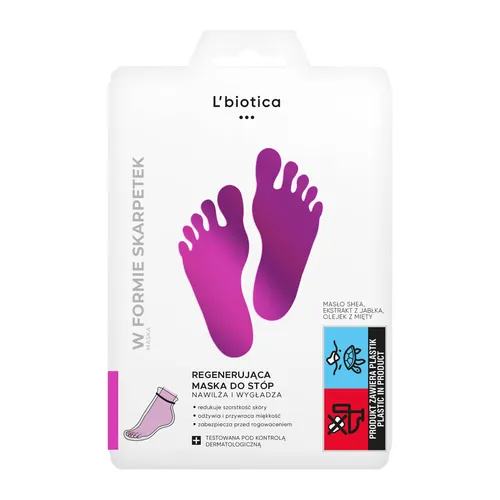 L'biotica - regenerująca maska w postaci nasączonych skarpetek do stóp, 32 ml