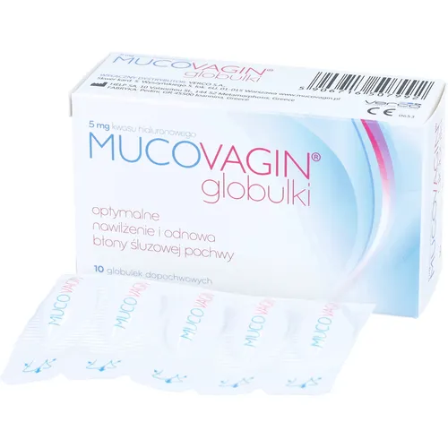 MUCOVAGIN - nawilżenie i odnowa błony śluzowej pochwy, globulki dopochwowe, 10 sztuk