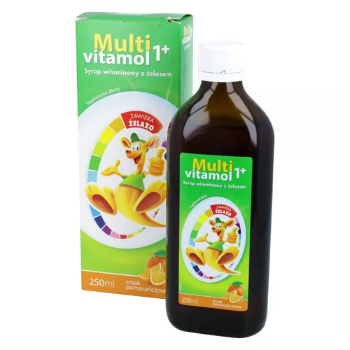 Multivitamol 1+ - syrop witaminowy z żelazem o smaku pomarańczowym, 500 ml